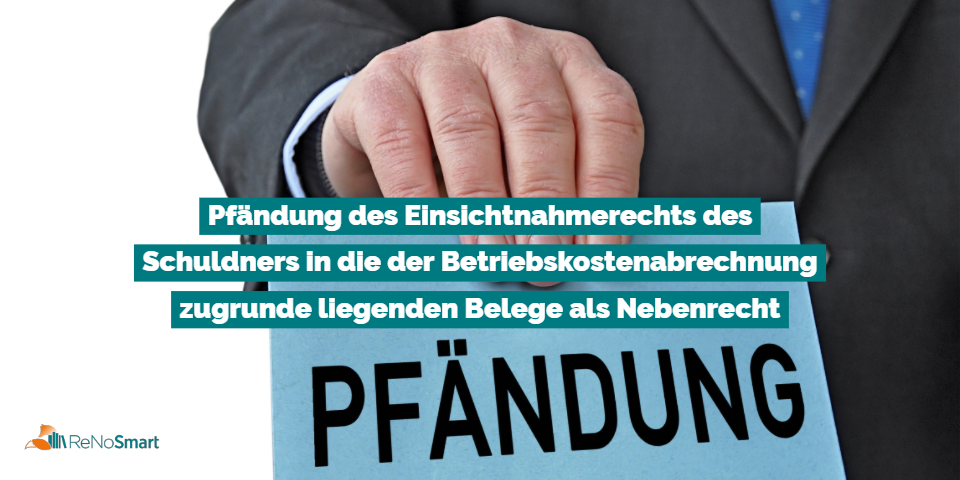 Pfändung des Einsichtnahmerechts des Schuldners in die der Betriebskostenabrechnung zugrunde liegenden Belege als Nebenrecht