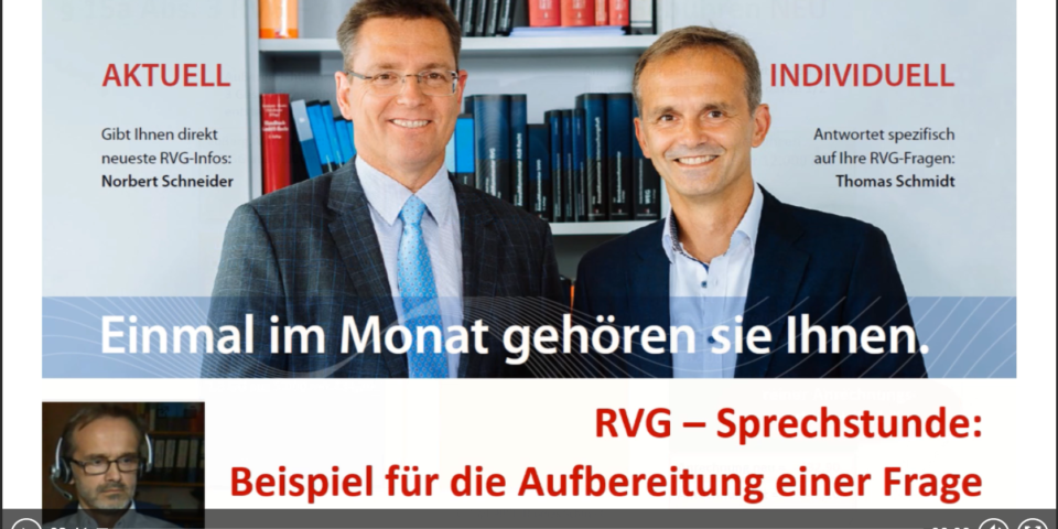 Webinare auf Rezept: Die „RVG-Sprechstunde“